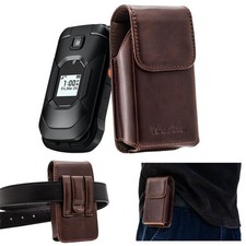 Leather Flip Phone Case with Belt Clip, Pouch for Kyocera TCL Flip Phone Ho...