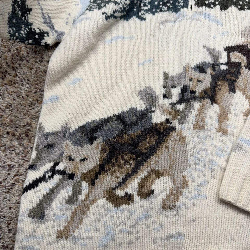 Sudadera con Capucha Ralph Lauren Lana Pullover M Diseño Escena de Nieve Talla Mediana Vintage Años 90 Foto 3 de 4