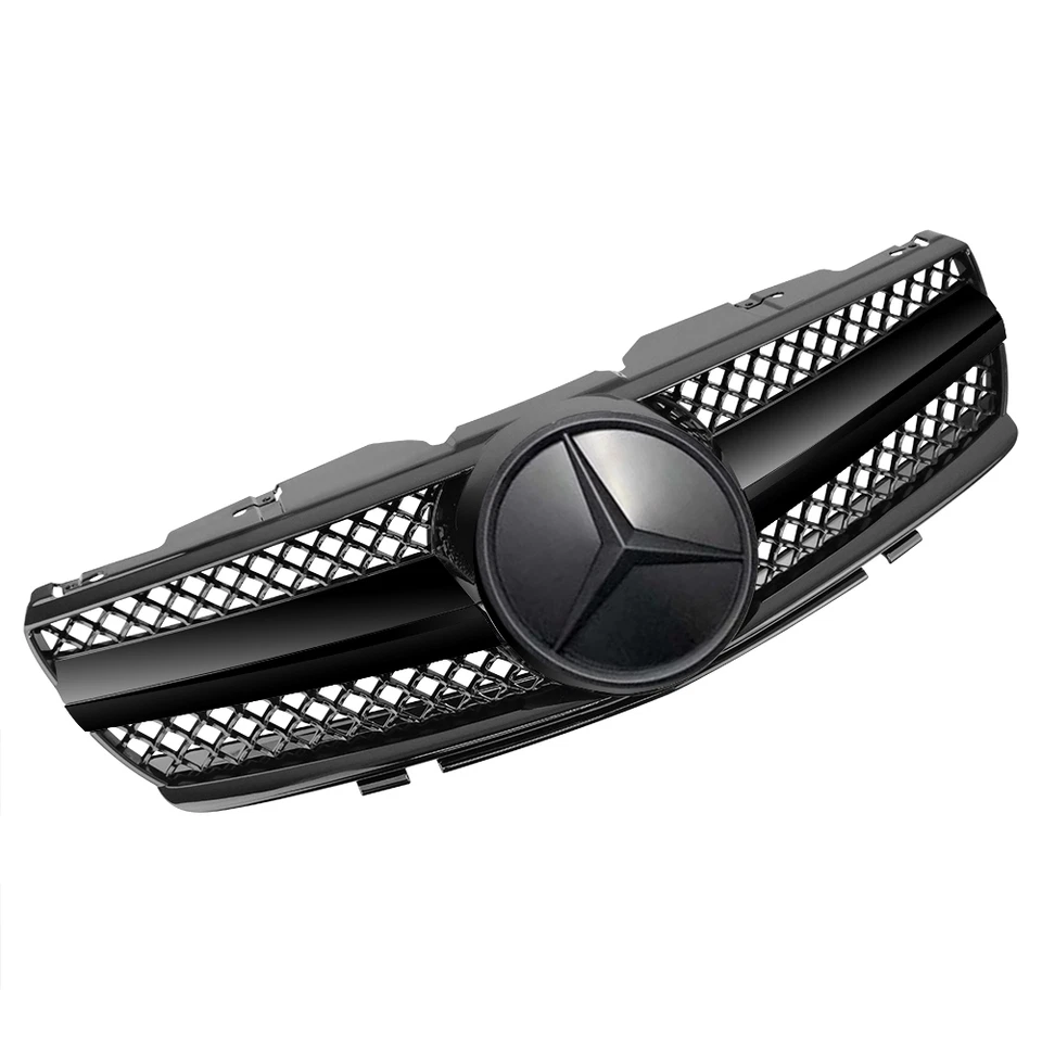 Black Grille Grill W/Emblem For Mercedes Benz R230 SL500 SL600 2003 2004-2006 Foto 4 de 4