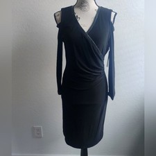 NWT Laundry by Shelli Segal Black Cold shoulder Business Casual Work dress_Small
