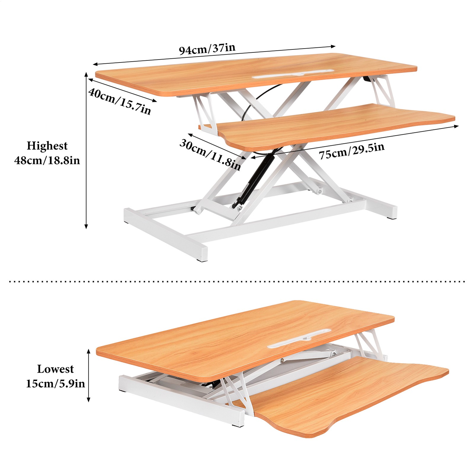 37" Home Office Desk Riser Adjustable Standing Desk Converter Adjustable