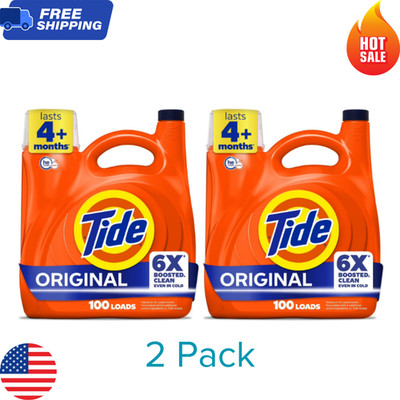 (2 pack) Tide Laundry Detergent Liquid Original Scent, 125 fl oz, 100 Loads