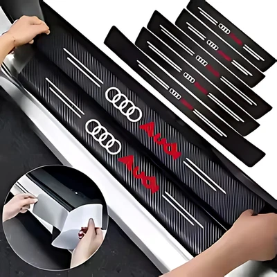 BRANDED 5x Carbon Fibre Car Door Sill Stickers – Fits Audi A3 A4 A5 A6 A7 A8 Q3 Q5 Q7 Q8