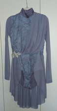 WEISSMAN LADIES SA LOVELY DUSTY BLUE SEQUINNED DANCE OUTFIT-WORN ONCE