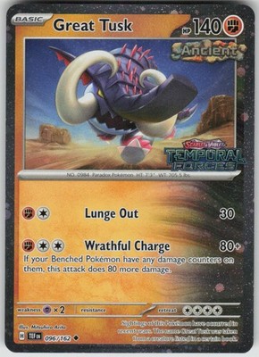Pokemon Great Tusk -  (Temporal Forces Stamped) Uncommon Miscellaneous Cards & P