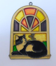 Stained Acrylic/Glass Cat in the Window Sun Catcher