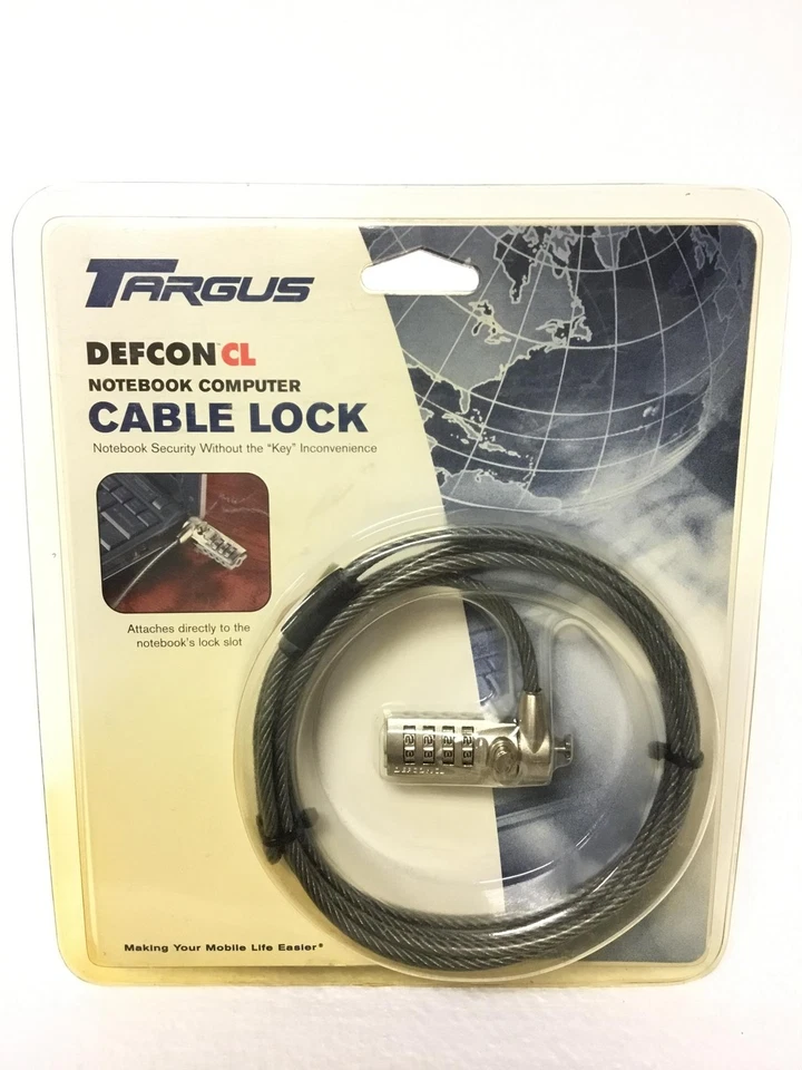 4x NEW Targus PA410U V3 Defcon CL Notebook Computer Cable Lock Galvanized Steel - Image 3 of 4