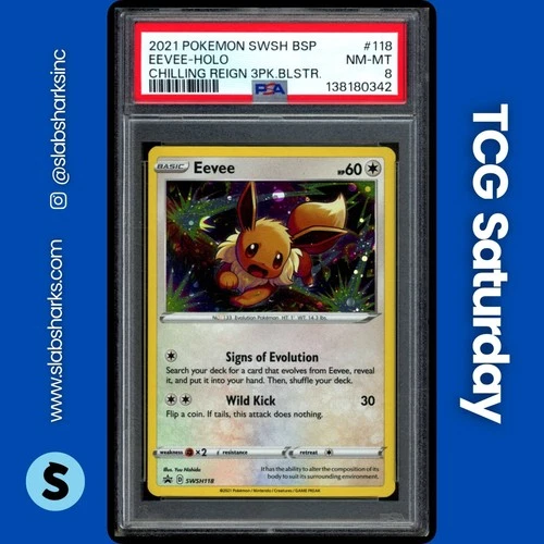 2019 POKEMON SWSH BS PROMO CHILLING REIGN 3PK BLISTER #SWSH118 EEVEE HOLO PSA 8