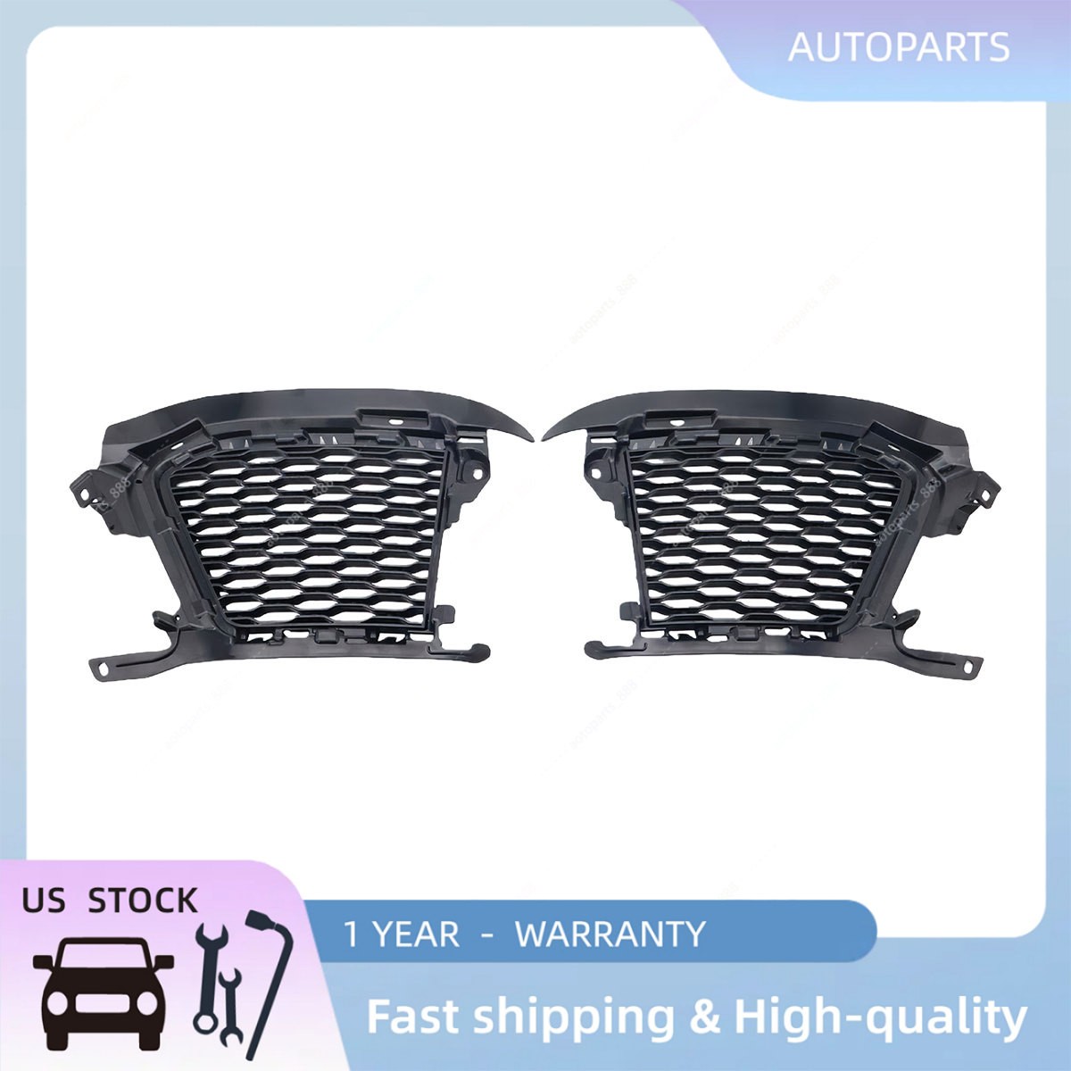 Bumper Face Bar Grilles Driver Passenger For 18-22 Land Rover Range Rover Sport