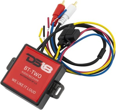 DS18 BTTWO Bluetooth Receiver - IP65 Waterproof Rated, BT 4.0, Remote Red 