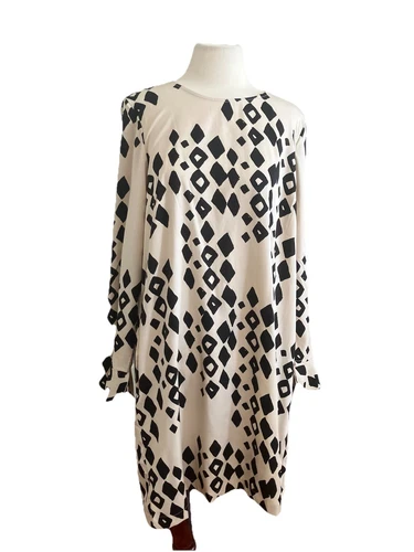 VETEMENTS NUOVO abito Buckhead Betties taglia XL nero marrone MANICA LUNGA LEGGERO