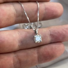 Round Cut 1Ct Diamond solitaire Pendant Women's 14k White Gold finish