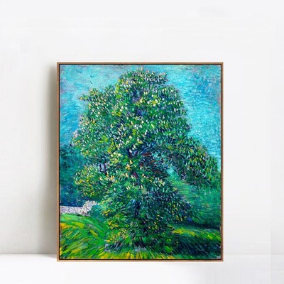 Framed Canvas Giclee Print Chestnut Tree in Blossom, 1887 by Vincent Van Gogh