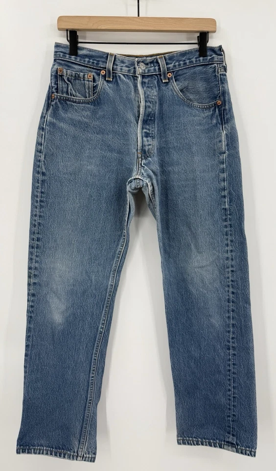 Vintage Levis 501xx Jeans Mens 30x28* Blue Button Fly Denim Made USA (Tag 33x32) - Image 2 of 4