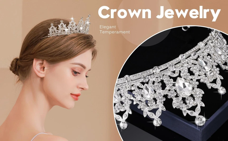 Corona Tiara Cristal Estrás para Boda Novia Baile de graduación Fiesta de Cumpleaños Concurso Foto 3 de 4