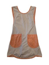 Vintage Women's Pinafore Apron Blue Stripe Floral Cottagecore Farmhouse
