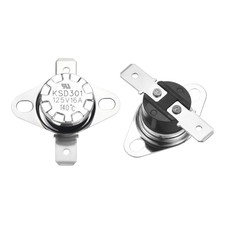 2Pcs KSD301 Thermostat 140 C/284 F 16A Normally Closed N.C Adjust Snap Disc T...
