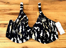 NEW ELOMI Bikini Top Plunge Echo Shell Black Underwire Swim 36GG UK, 36J