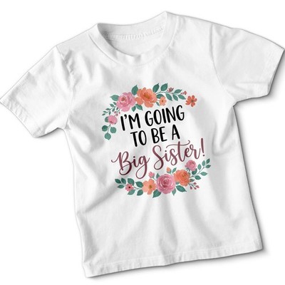 Floral I'm Going To Be A Big Sister Kinder T-Shirt Kleinkind Neu Baby Ankündigung