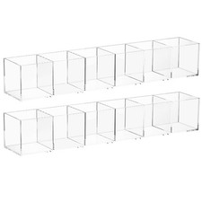 Clear Drawer Organizer, 6 Compartments Acrylic Organizer Durable Plastic Squa...
