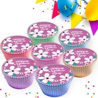 HAPPY MOTHERS DAY MIXED COLOUR FLOWERS EDIBLE CUPCAKE TOPPER CAKE DECORATION K46