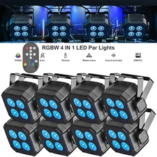 80W 4 LED 4in1 RGB PAR Light RGBWYP+CYAN Stage Light DMX DJ Wash Light w/ Remote