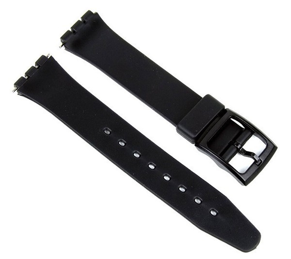Eulit Ersatzband Uhrenarmband Kunststoff 17Mm FüR Swatch Uhren Schwarza-image