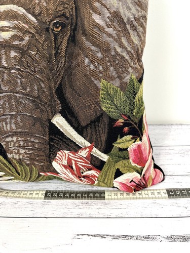 NEW Flemish Tapestries Belgium Cushion Throw Pillow Black Elephant Floral Jungle - 第 8/10 張圖片
