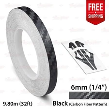 CARBON FIBER BLACK 1/4" 6mm Roll PIN STRIPE PinStriping TAPE Decal Vinyl Sticker