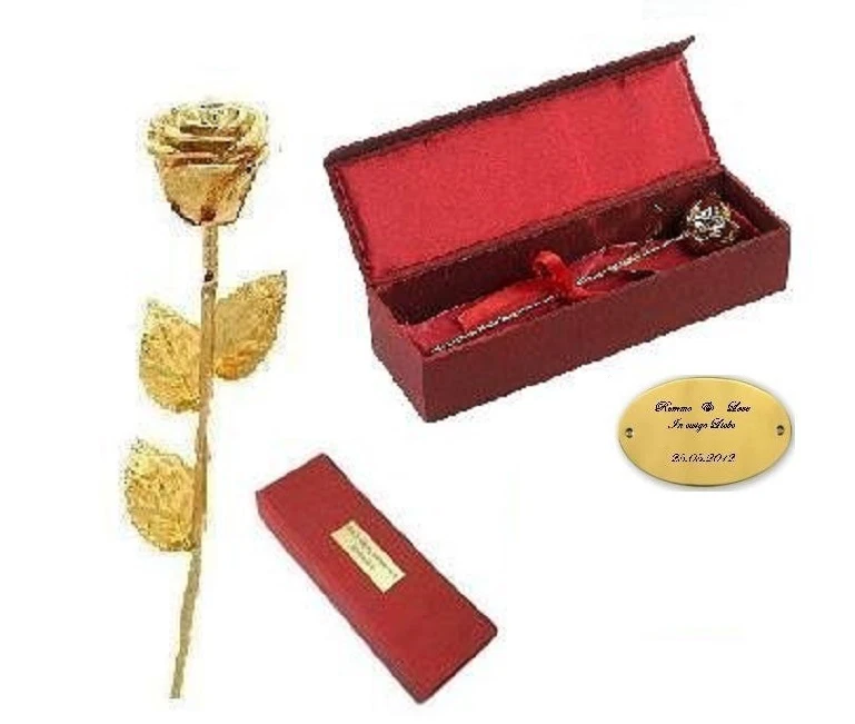 Goldene Rose für Ewige Liebe + GRAVUR Weinachtsgeschenk Weihnachten Geschenk Set