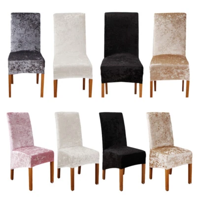 2/4/6X Crushed Velvet Dining Chair Covers Stretchable Protective Slipcover Decor