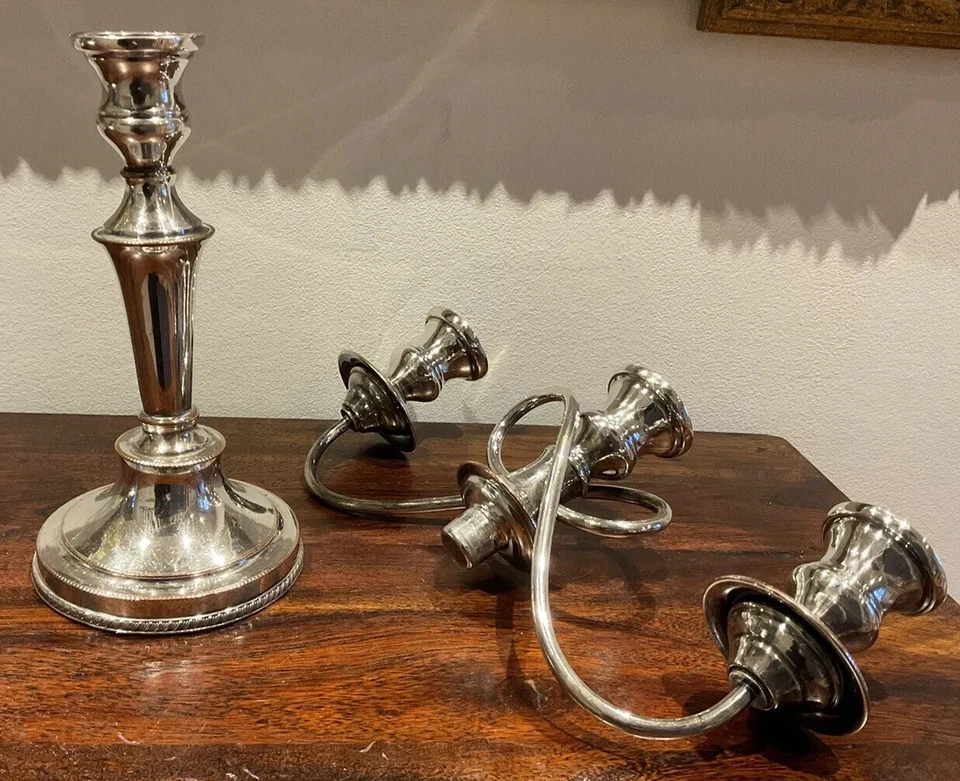 Gorgeous vintage Silver On Copper Nouveau Three-light Candelabra/candle Holder - Image 4 of 4