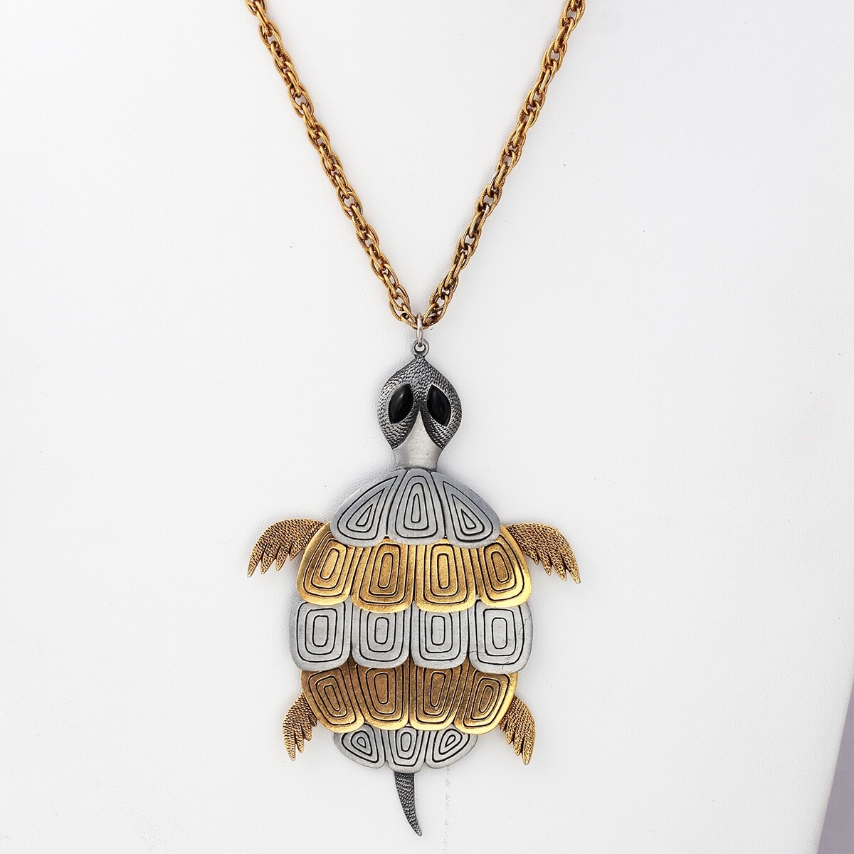 Turtle Pendant Necklace, Moveable Articulated Bod… - image 2
