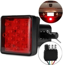 Red 15 LED 2 inch Square Mount, Tow Hitch Brake Light, Plug into 7 Pin Socket