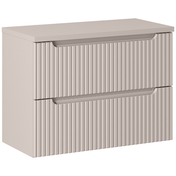 BadmöBel Waschtischunterschrank 80 Cm Waschbeckenschrank Kaschmir Beige Gerillt-image