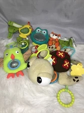 Lot Of 3 Disney Babies Blue Box Baby Stroller Cart Seat Attachable Toys 52-7