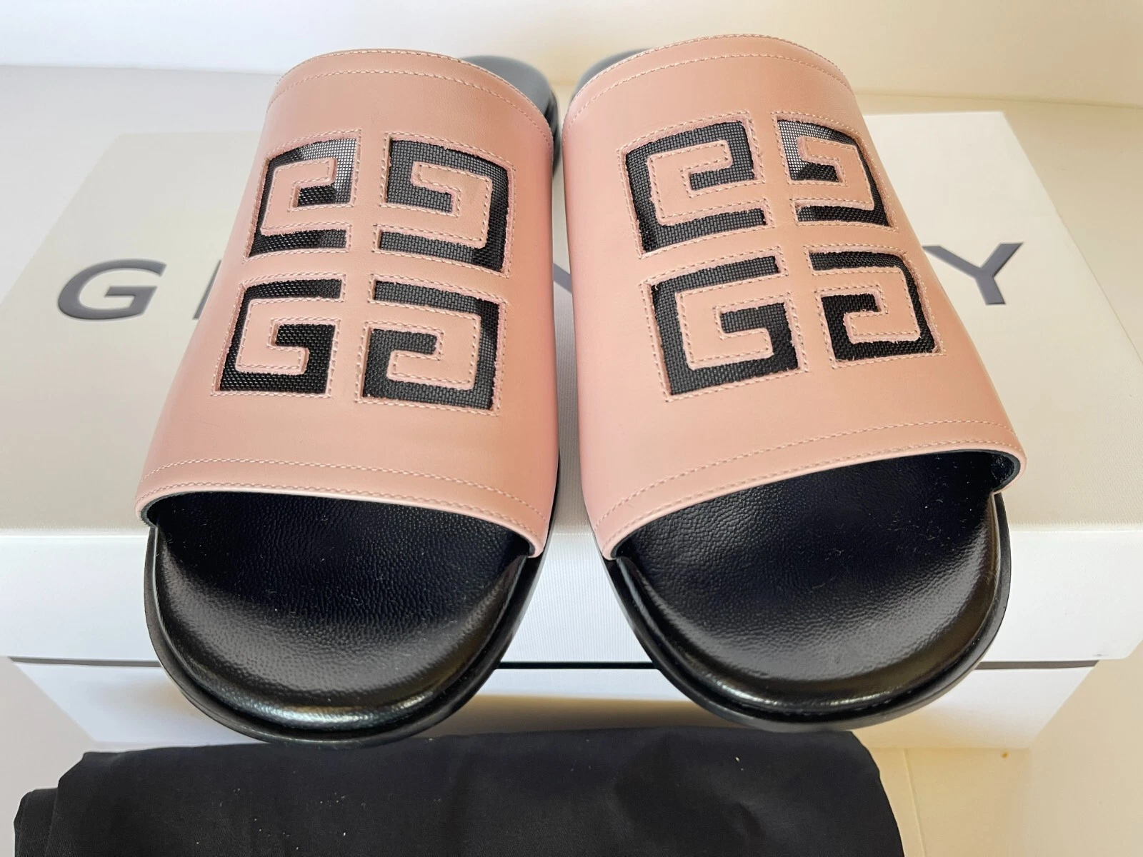 Givenchy — Givenchy 4G Cutout Logo Flat Leather Slide Sandals Eur 37/ US 7