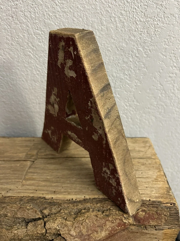 Letter A Distressed Rustic Primitive Wooden Wall Hanging Alphabet Letter Initial - Image 3 of 4