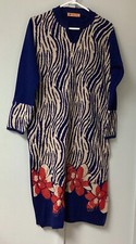 Preston Long Sweater Dress Size XXL Run Small Blue Beads Long Sleeve Slit Neck