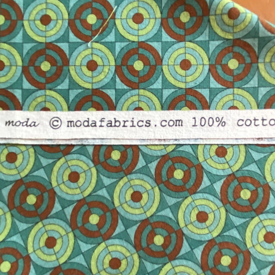 Java Moda Geometric Fabric Green Brown Quilting Cotton 34x43 - Image 3 of 4