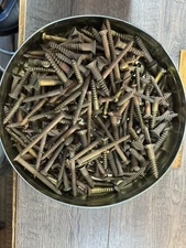 Vtg 22+Lbs 100's Brass Slotted Square Head Ship Yacht Nautical Wood Screws USA