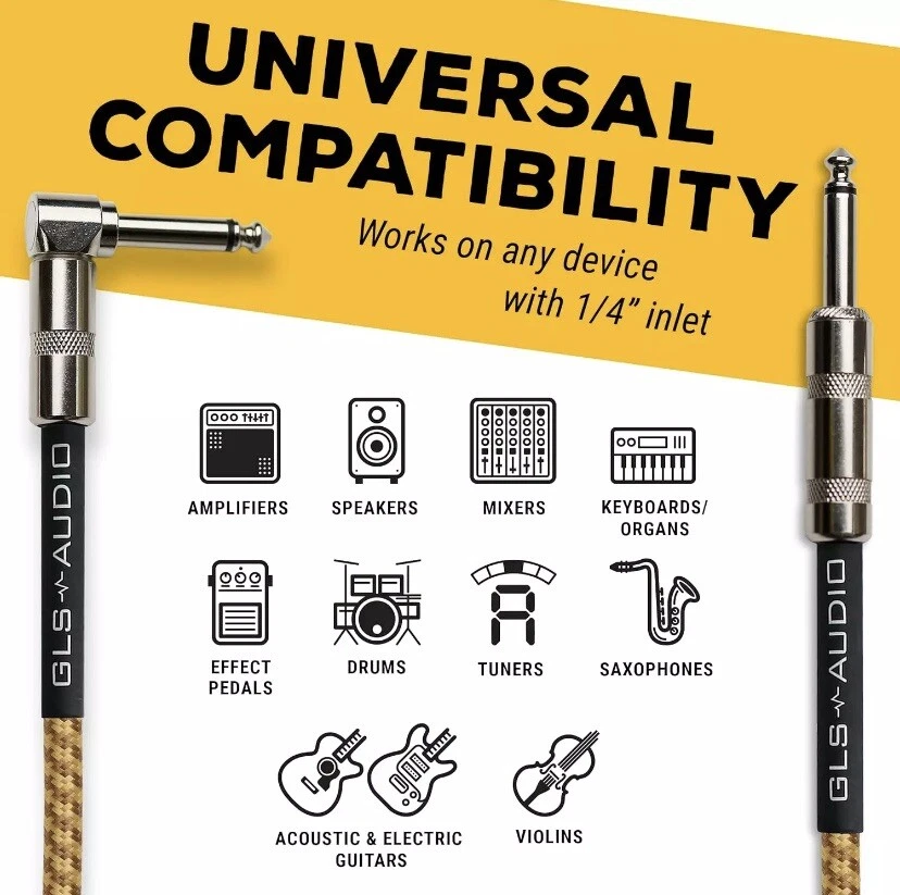 Cable de instrumento de audio GLS - Cable de amplificador para bajo y guitarra eléctrica - 20 pies Foto 3 de 4