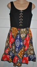 CAROL BRENT Montgomery Ward Lace Up Bandana Skirt Dress 60 70 Vintage size S