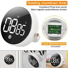 Digital Timer Large LED Display Magnetic Alarm Yoga/Cooking Kitchen Countdown/up