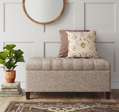 Threshold Erving Large Tufted Storage Bench Beige Ebay