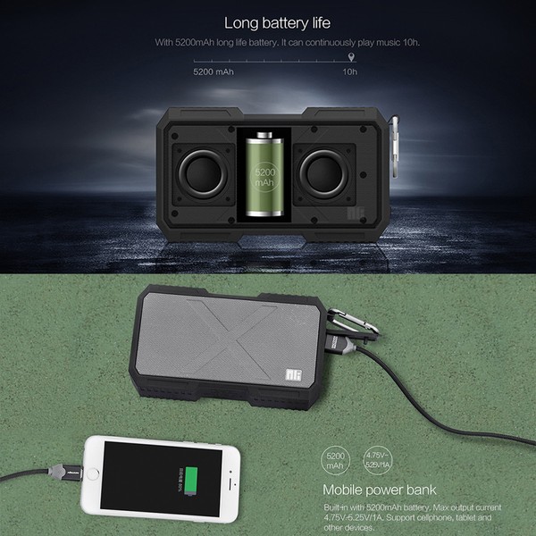 Alternate view of Waterproof Portable Wireless Bluetooth 4.0 Stereo Speaker Powerbank Green