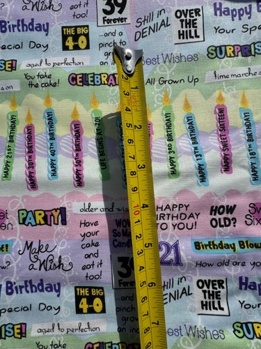 Happy Birthday Birthday Candle Retired Fabric 1 Yard 100% Cotton Free Ship UNT - Picture 2 of 17