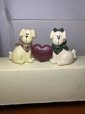 Blossom Bucket PUPPY LOVE Figurine 2 Dogs With A Heart By SUZI SKOGLAND