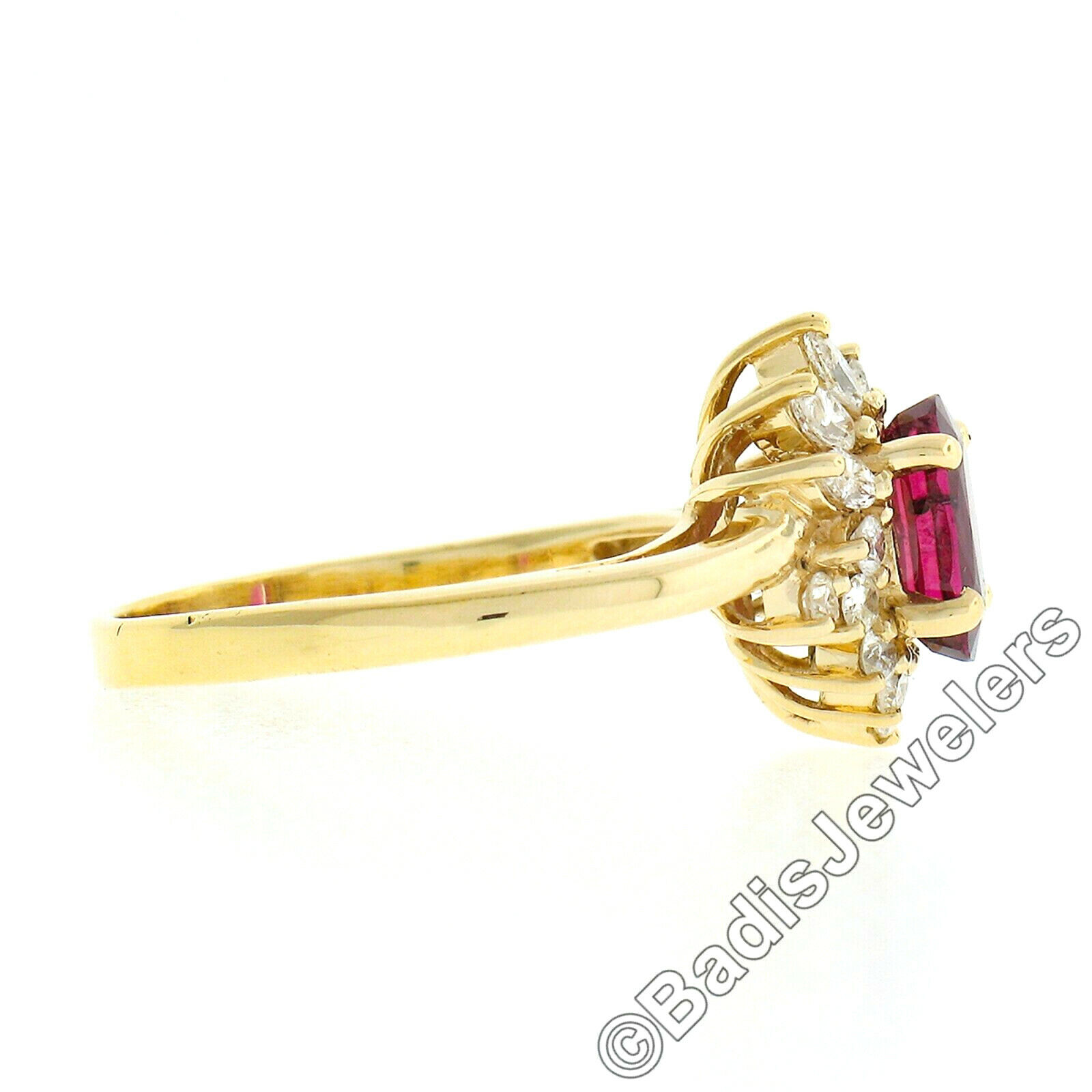 14k Gold 1.46ctw Elongated Oval Red Ruby Ring w/ … - image 8