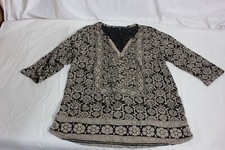 Lucky Brand Brown Black 3/4 Sleeve Floral Boho Lightweight Top Women s Plus 1X